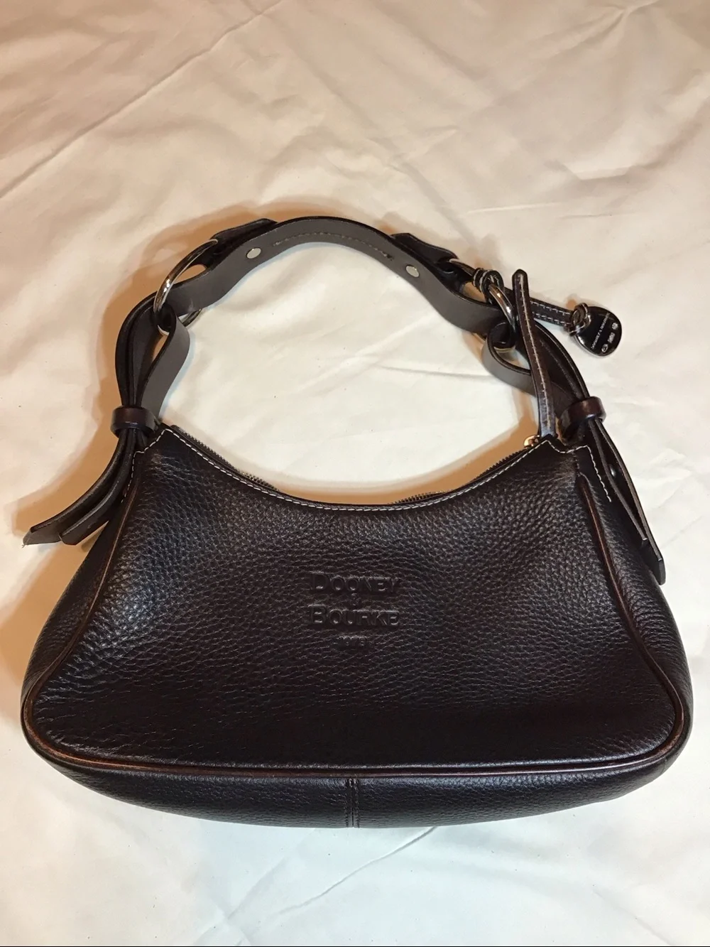 Dooney & Bourke Hobo Bag, Lined, Black Pebbled Leather